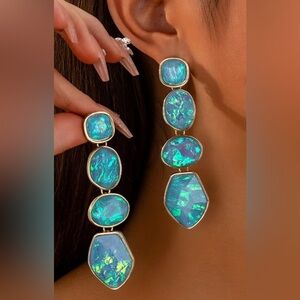 Blue Opal Drop Earrings